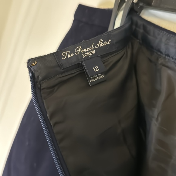J crew - the pencil skirt - navy blue wool pencil skirt w pockets size 12 - Picture 4 of 9